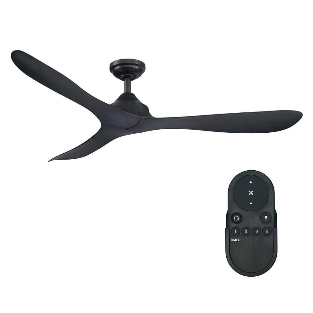 Parrot Uncle Joachim 56 in. Modern Black 3 Blade Propeller Ceiling Fan with Remote Control